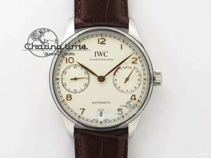 MIROTIME 0401 Casual Portuguese IW371405 ZF 1:1 Best Edition SS White Dial Silver Markers On Black Leather Strap A 7305